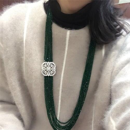 Womens fashion zircon accessories clasp DIY green glass crystal necklace welcome custom colors fashion jewelry