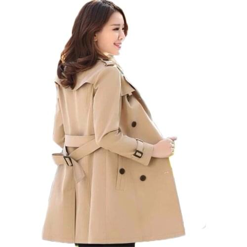 Hot Autumn Women Classic Double Breasted Trench Coats Slim Wild Medium Length Windbreaker Coat British Style Ladies Outwear H135