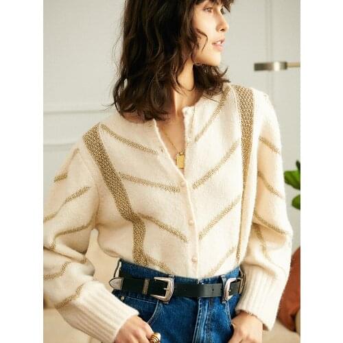 Women Sweater 2020 Autumn / Winter New Mohair O Neck Single-breasted Loose Knit Cardigan