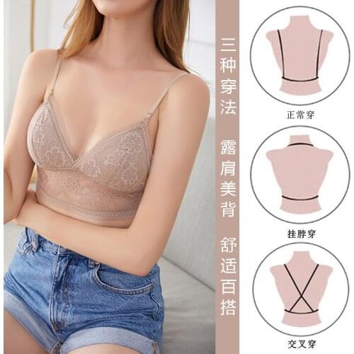 Women Sexy Bra Wire Free Underwear Backless Fashion Lace Seamless Bralette Triangle Cup 3 Kinds of Style Dressing Thin Underwear