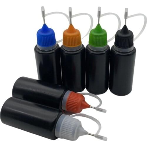 100pcs 15ml Soft Plastic Dropper Bottle Black PE Vial With Metal Needle Screw Cap For Liquid Jar Empty Container