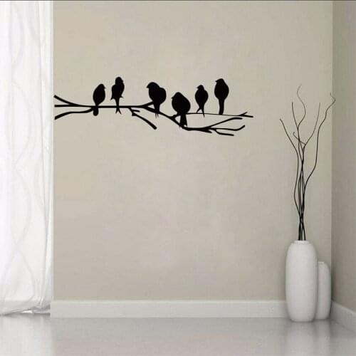 105x25cm tree branch birds wall sticker, vinyl birds decal for modern home bedroom bathroom art decoration a0022