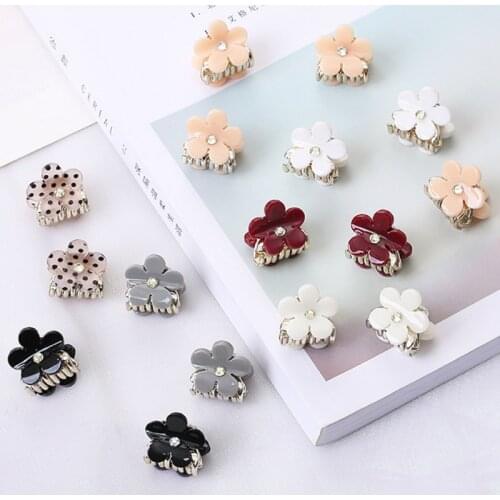 2 PCS Mini Hair Claw 2cm Fashion Flower Acrylic Plastic Hair Clip Clamp Hairgrip Fashion Kids Hair Accessories for Women Girls