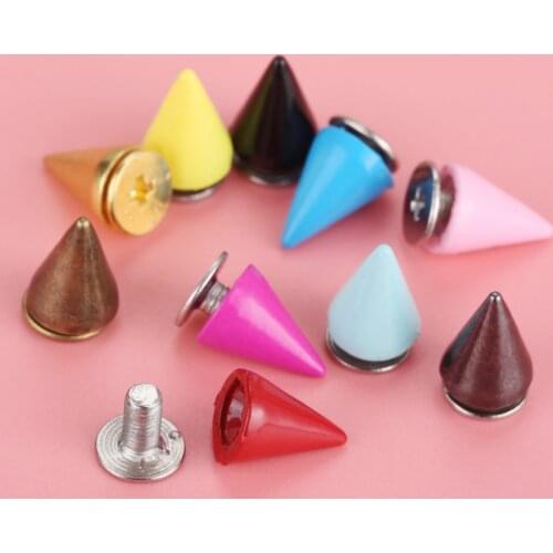 20Pcs Punk Apparel Leather Buckles Metal Screws Knob Tip Rivets Handbag Belt Shoes Crafts Bullet Rivet Stud Spikes DIY Handmade