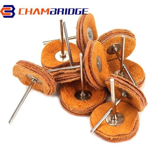 38mm Cowhide Leather Buffing Wheel 3mm ShankT-shaped Grinding Sanding Head Abrasive Buffing Wheel for Drill Dremel Rotary Tools