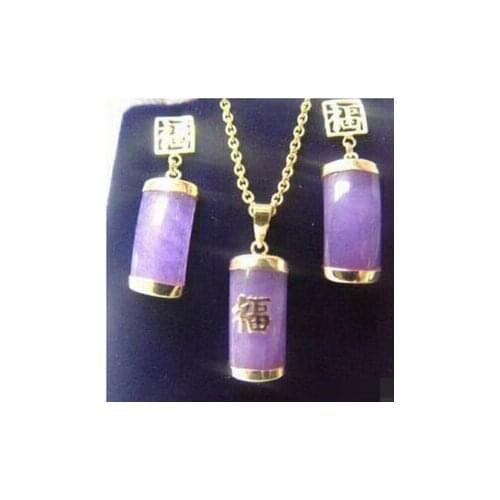 @ Jewelry PURPLE stone NECKLACE EARRING SET Natural jewelry