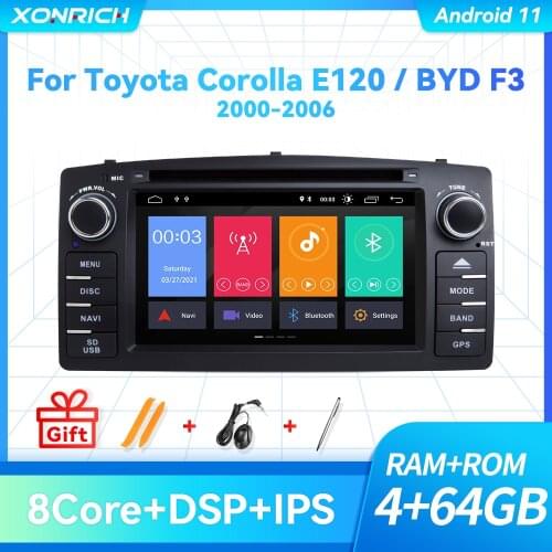 Xonrich2 Din Android 10 Car DVD Player For Toyota Corolla E120 BYD F3 Multimedia Stereo AutoRadioGPSNavigation 4GB 64G DSP8 Core