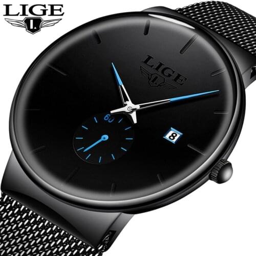 LIGE Quartz Watch Women For Men Watch Top Brand Luxury Unique Design Fashion Watches Unisex Ultra Thin Wrist Watch Para Hombre