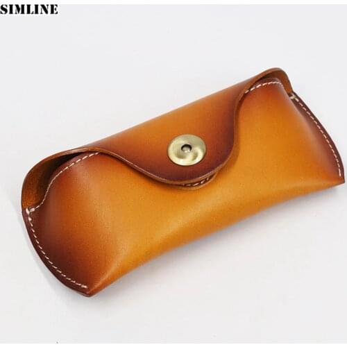 Genuine Leather Eye Glasses Case Vintage Handmade Hard Eyewear Accessories Sunglasses Cases Luxury Spectacles Box Bag Men Women