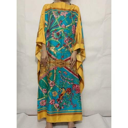 Free Size Batwing Sleeve Middle East traditional Ramadan Silk kaftan Long dresses Sexy Lady Bohemian Beach maxi dresses