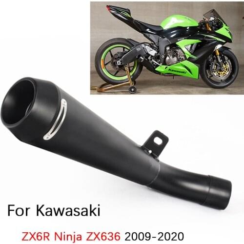 For Kawasaki ZX6R Ninja ZX636 2009-2020 Motorcycle Exhaust Pipe 55mm Escape No DB Killer Slip On Original Catalyst Iron Exhaust