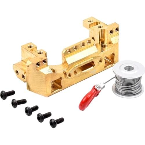 For TRX4 CNC Brass Front Bumper with Servo Mount & 25T Steering Gear Servo Winch Wheel for 1/10 RC Crawler Traxxas