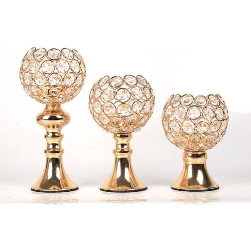 Crystal Glass Metal Beaded Creative Living Room Romantic Small Candle Holder Handicraft Ornaments
