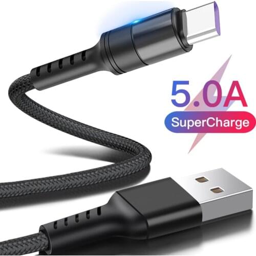 For Huawei P30 5A USB C Data Cable Super Charge cord For Xiaomi Mi 8 9 Redmi K20 Note 7 Fast USB Type C Cable for Samsung S9 S10