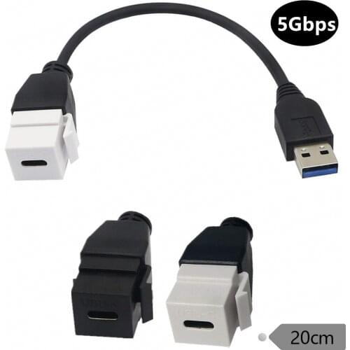 ERE USB 3.0 A male to type-c Female Panel Mount Insert Connector Extension Cable for Wall Socket Face Plate Plate Outlet Panel