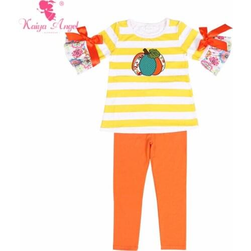 Kaiya Angel Hot Halloween Pumpkin Flower Baby Girl Boy Summer Clothes Back To School Outfit Boutique kids Fall Winter Clothing