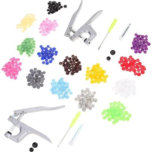 150 pcs Fastener Snap Buttons with Snaps Pliers Tool Kit Resin Plastic Press Tools Storage T5 Resin Plastic Button DIY Sewing