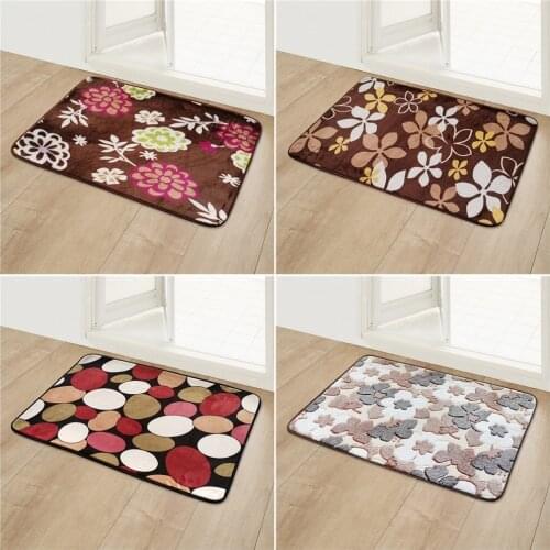 Kitchen Mat Entrance Doormat Home Bedroom Hallway Floor Mat Living Room Long Carpet Fleece Rug Bathroom Coral Anti-Slip