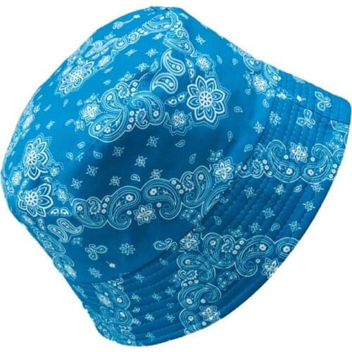 Summer Women Paisley Print Folding Double Sided Reversible Sun Hat Bucket Cap
