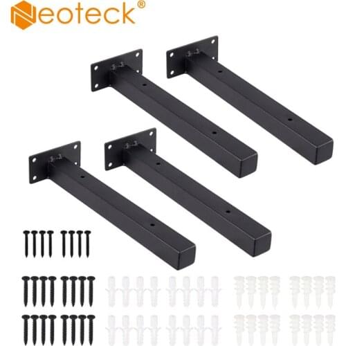 Neoteck 10-inch Black Industrial Shelf Bracket Decorative Heavy-Duty Iron Wall Shelf Bracket For Bathroom Kitchen