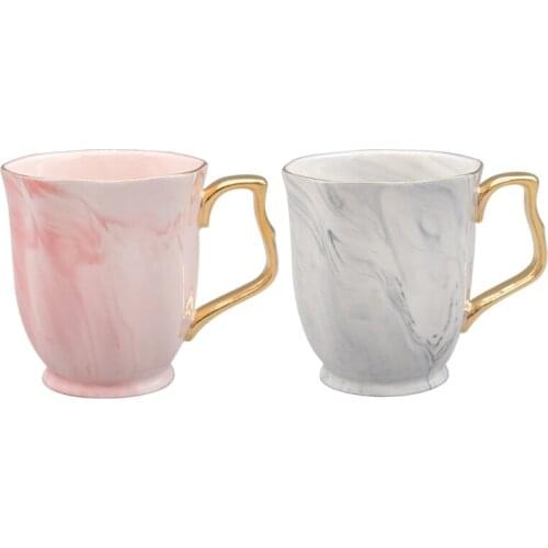 2021 New Marble Mug Ceramic Coffee Cup with Golden Handle Round Mouth for Coffee Tea Cocoa Milk Home Office Kitchen Couples Men