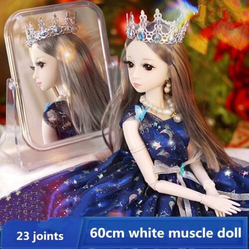 New 60cm BJD Doll Set Fashion Princess Girl Toy 23 Joint Movable 1/3 Dress Up 4D Eye Doll 2021 Childrens Christmas Day Gift