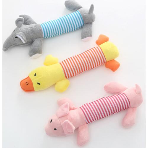 Squeak Chew Dog Toys Sound Dolls Dog Cat Fleece Pet Funny Plush Elephant Duck Pig Fit for All Pets Elephant Duck Pig Plush Toys