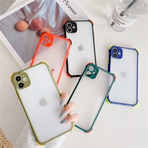 Shockproof Matte Clear Phone Case For iPhone 12 11 Pro Max XR XS X 12 6 S 8 7 Plus SE 2020 Camera Protection Bumper Back Cover