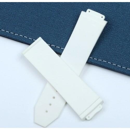 Black blue white Watchband for Hublot strap soft nature rubber silicone watch band 25*17mm with butterfly buckle tools