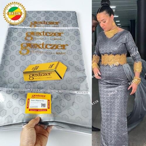 Grey Bazin Riche Lace Fabric For Elegant Women Daily Party Dresses Similar to Top Quality Bazin Riche Lace Fabric