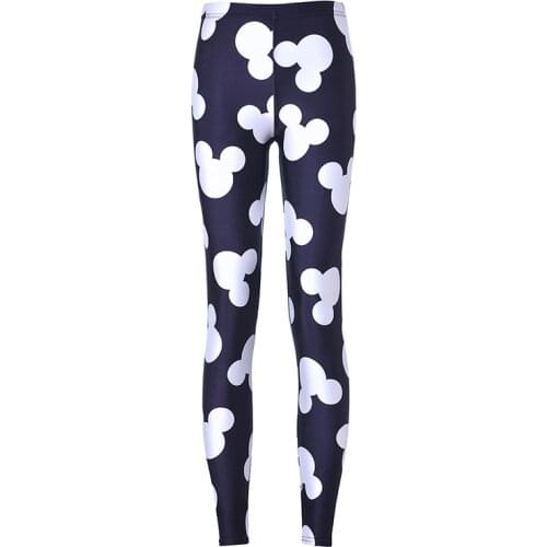 Comfortable Milk Silk Women Leggings Disney Pattern Mickey Ear Printed European And American Fashion Elastic Pants