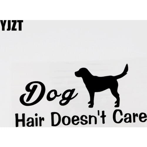 YJZT 18.3CM×8.2CM Dog Hair Doesn't Care Fun Car Sticker Decal Black/Silver Vinyl 13F-0046