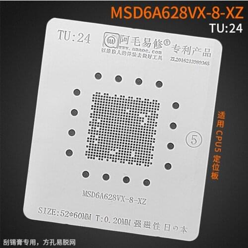0.20MM AMAOE BGA Stencil MSD6A628VX-8-XZ TU24 For LCD TV CPU Reballing IC Pin Square Hole Solder Tin Plant Net Heat Template