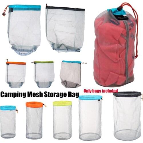 1 PC Ultralight Mesh Storage Bag Outdoor Stuff Sack Drawstring Storage Bag Traveling Organizer Outdoor Camping Hiking Tool