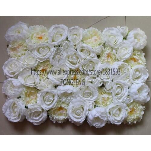 10PCS/ lot Ivory Artificial silk rose peony flower wall wedding background decorations table centerpiece flowers TONGFENG