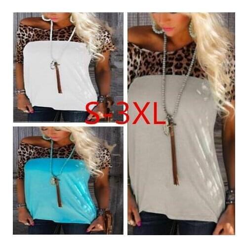 2021 Summer Women Casual T-shirts Leopard Printing Patchwork cottonTops Tee Ladies Shirt Blusas Clothing