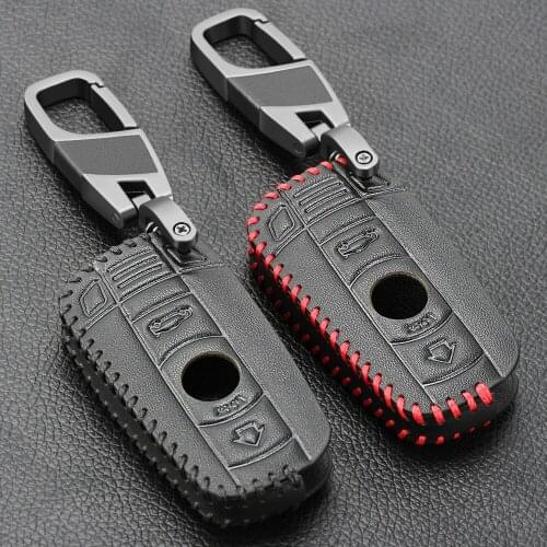 3 Buttons Genuine Leather Car Key For BMW 1 3 5 6 Series E90 E91 E92 E60 Car Key Holder Case Cover