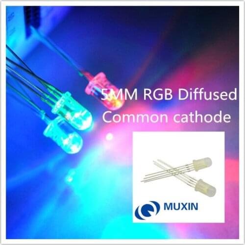 5mm LED Diffused Foggy Multicolor 4pin Common Cathode RGB 50 pcs/lotLight Emitting Diode Lamp Bead Round Plug-in DIY Kit