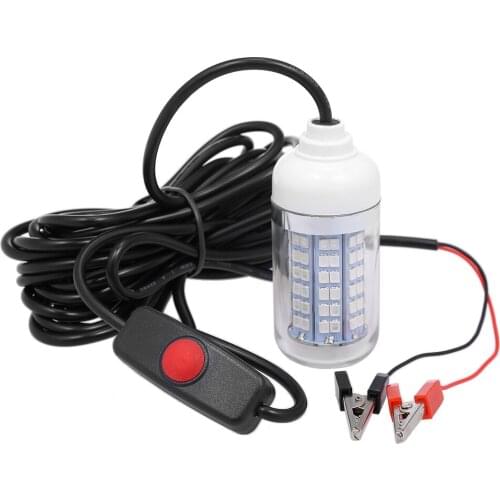 5 pcs/lot 12V 15W Underwater Fishing Attract Light LED Lamp 108pcs of 2835 LED with 30ft Power Cord and Battery Clip