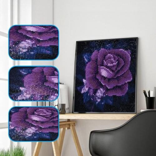 5D Diamond Painting Cross Stitch Diamond Embroidery Purple Rose Full Square Rhinestones Pattern Home Decoration Needle Craft&Art