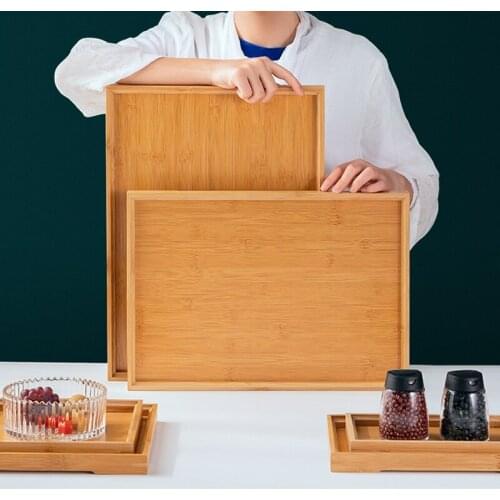 Bamboo Storage Tray Tea Set and Teapot Tray Afternoon Tea Dessert Display Plate Dried Fruit Candy StorageHome Desktop Decoration