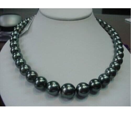 Free shipping Hot sell Charming AAA+ 10-11mm black PEARL NECKLACE 18"