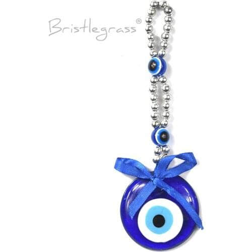 BRISTLEGRASS Turkish Blue Evil Eye Ribbon Bowtie Wall Hanging Pendant Pendulum Amulet Lucky Charm Blessing Protection Gift Decor