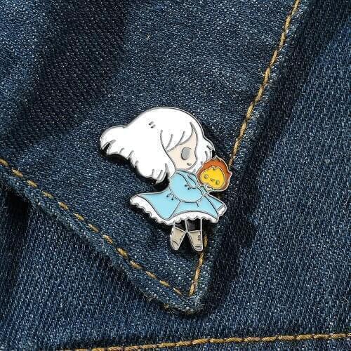 Miyazaki Hayao Anime Howls Moving Castles Hard Enamel Pins Cartoon Cute Ghibli Badge Women Brooches Jewelry Gift For Movie Fans