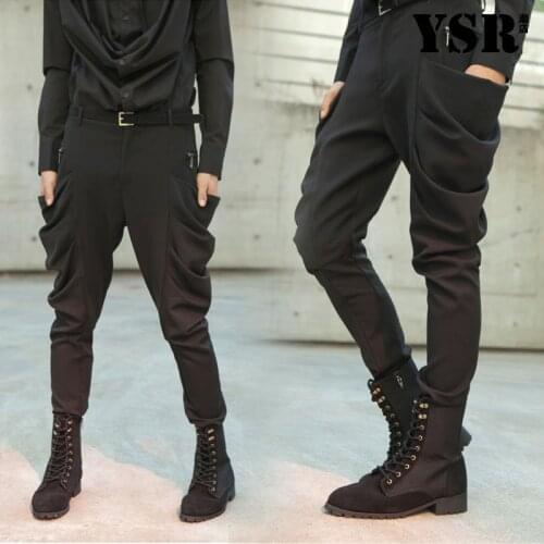 Fashion Casual Men Harem Pants Slim Boot Trousers Non-Mainstream Clothing Nightclubs Hair Stylist Costumes 2020 New