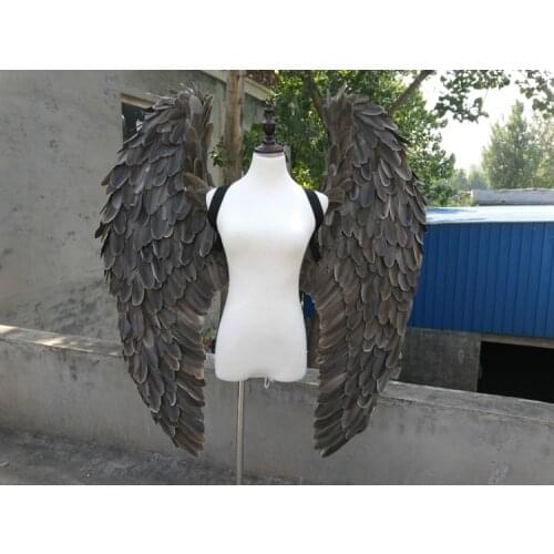 Custome grey black angel demon wings Adults High Quality Devil demon Wings studio photography Model Party decorations COSPLAY
