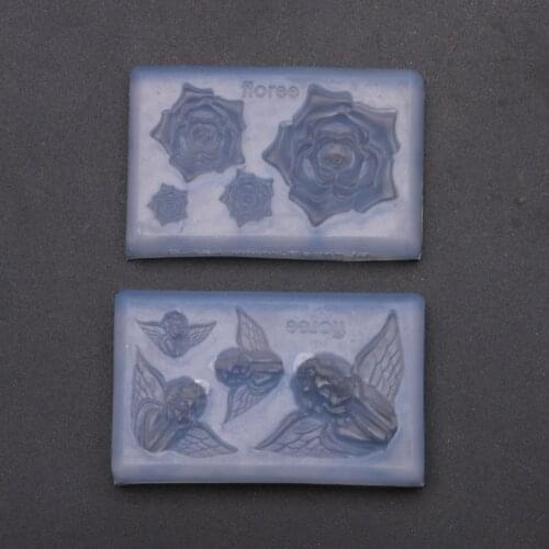 Rose Flower Cherub Angel Epoxy Resin Mold Floral Earrings Bracelet Keychain Resin Casting Molds Art Craft Tools