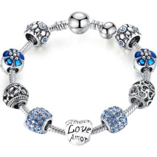 Flowers Rhinestone Beads DIY bead Jewelry fit Original Pandora charms Original Bracelet trinket Wedding jewelry for women Gifts