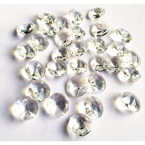 Free Butterfly Buck) K9 Crystal Octagon Beads In Two Holes For Strand Garlands Home Decor Clear Chandelier Glass Accessories
