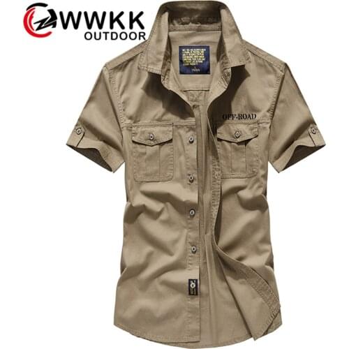 WWKK New Men T-Shirt Brand Quality Short-Sleeved Shirt Casual Solid Color Self-Cultivation Male Soft Comfortable khaki Shirt 5XL